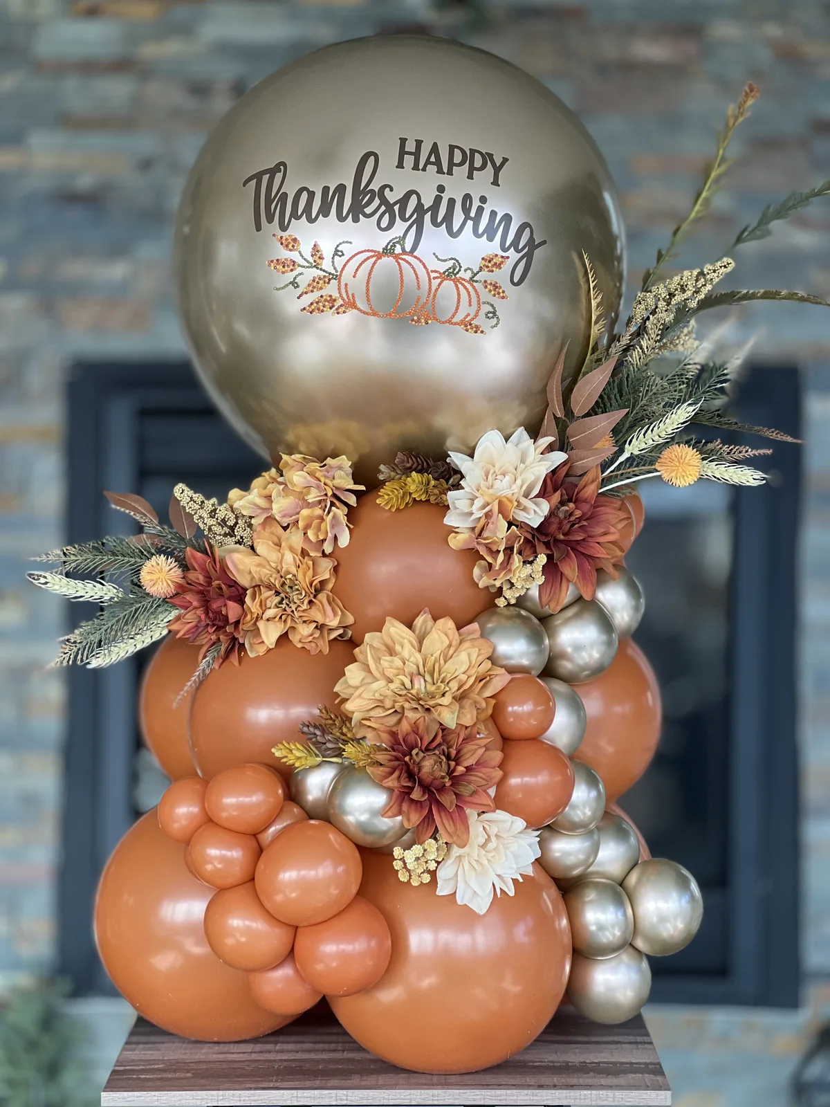 An abundant balloon bouquet arranged for a celebration